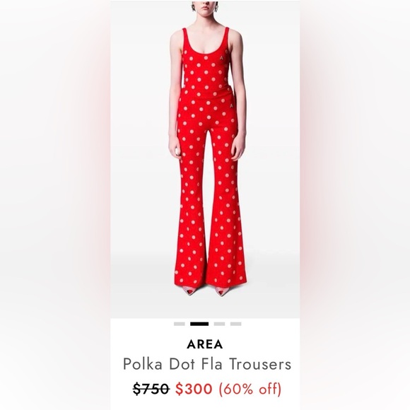 AREA Red and White Polka Dot Flare Pants
